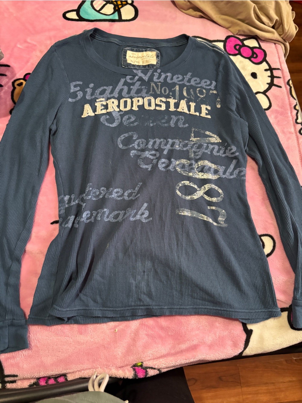 Aeropostale Blue Long Sleeve Graphic Thermal Top